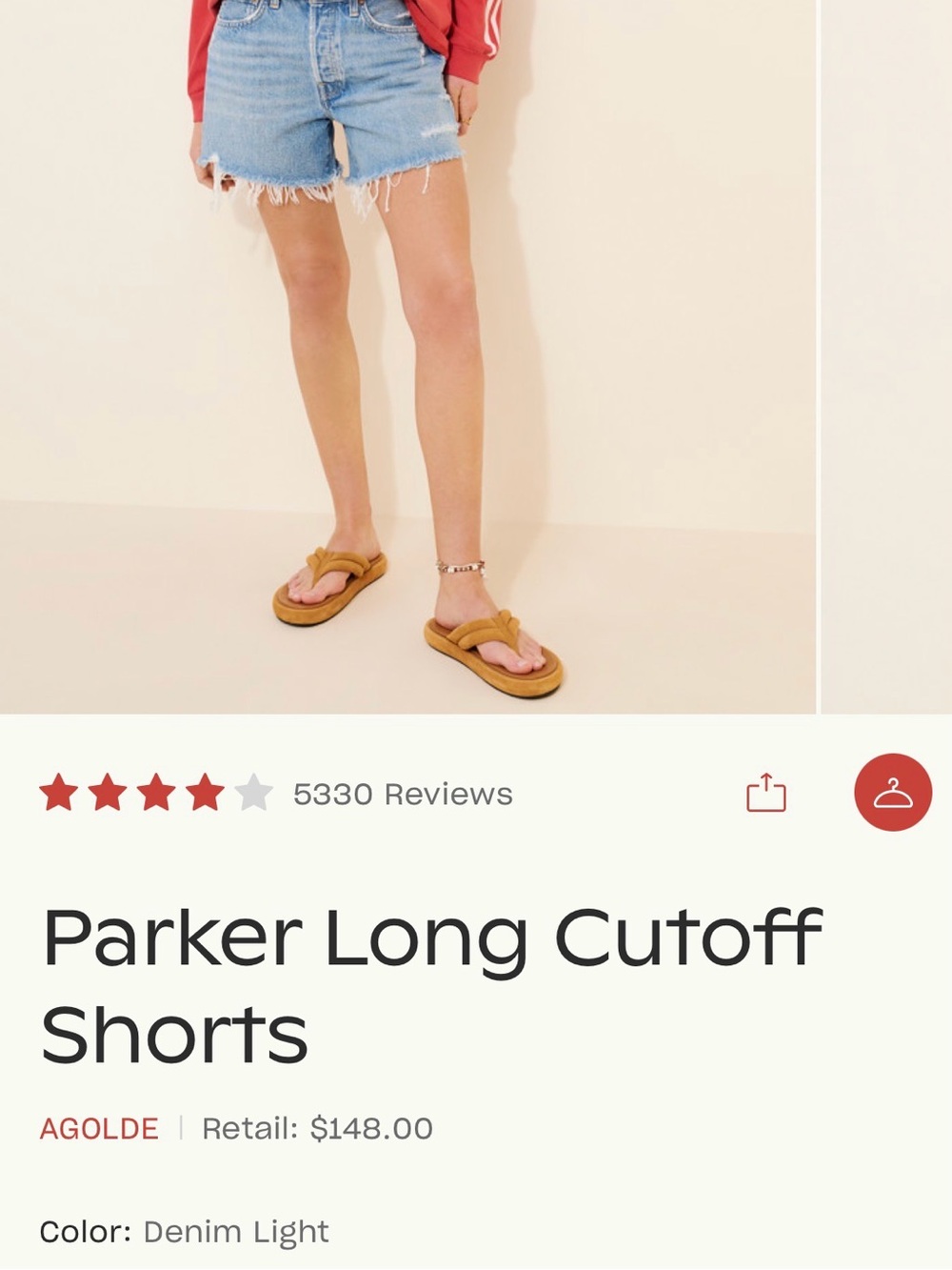 AGOLDE Parker Long Denim Shorts - Size 27 - Picture 6 of 6